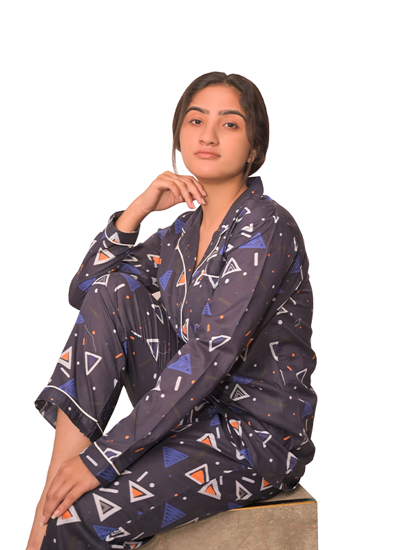 Navy Geometrical Print PJ01