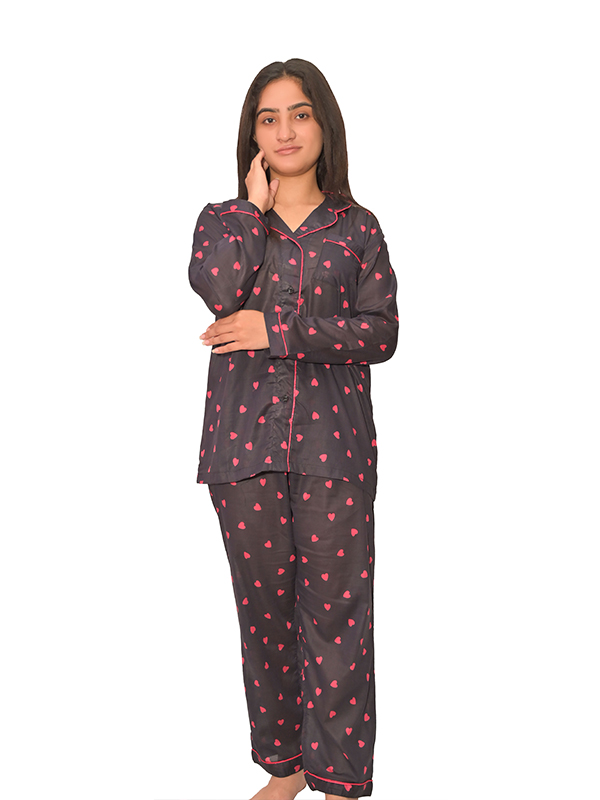 Black Heart Print Comfy PJ03