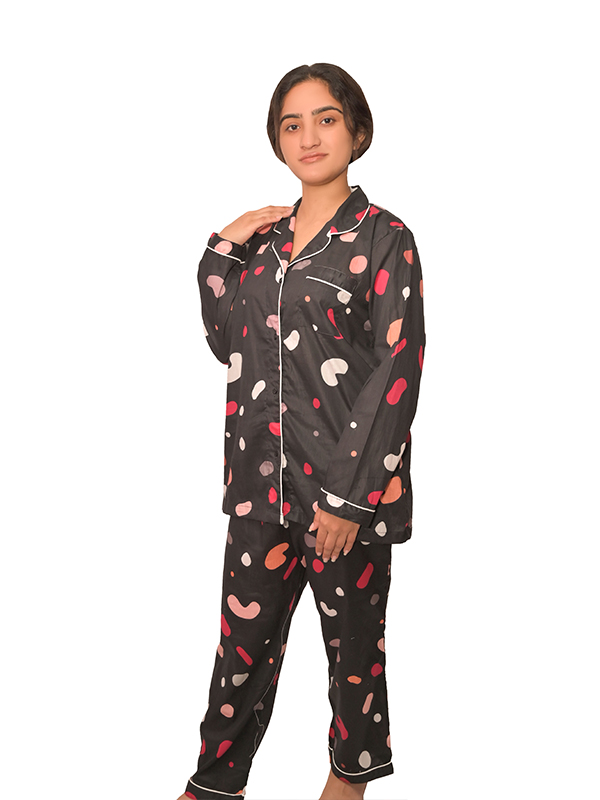 Black Cf Heart Print Comfy PJ04